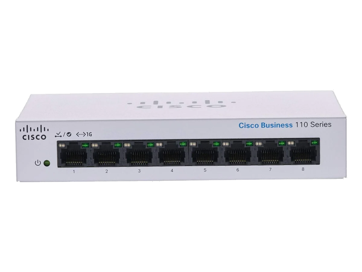 Cisco Business CBS110-8T-D Cisco Business CBS110-8T-D (8x GE, non-PoE, desktop), 1600x1125, tampak depan