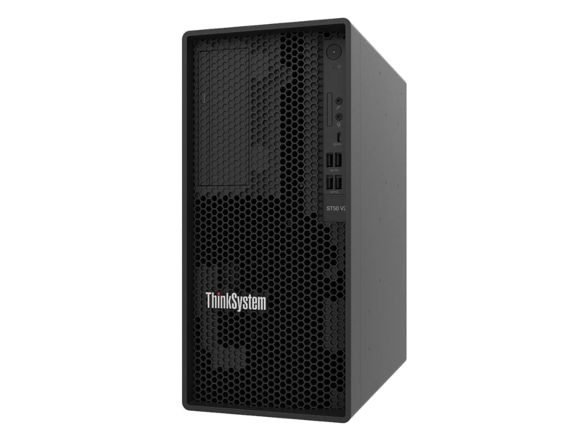 Lenovo ThinkSystem ST50 V2, tampak serong