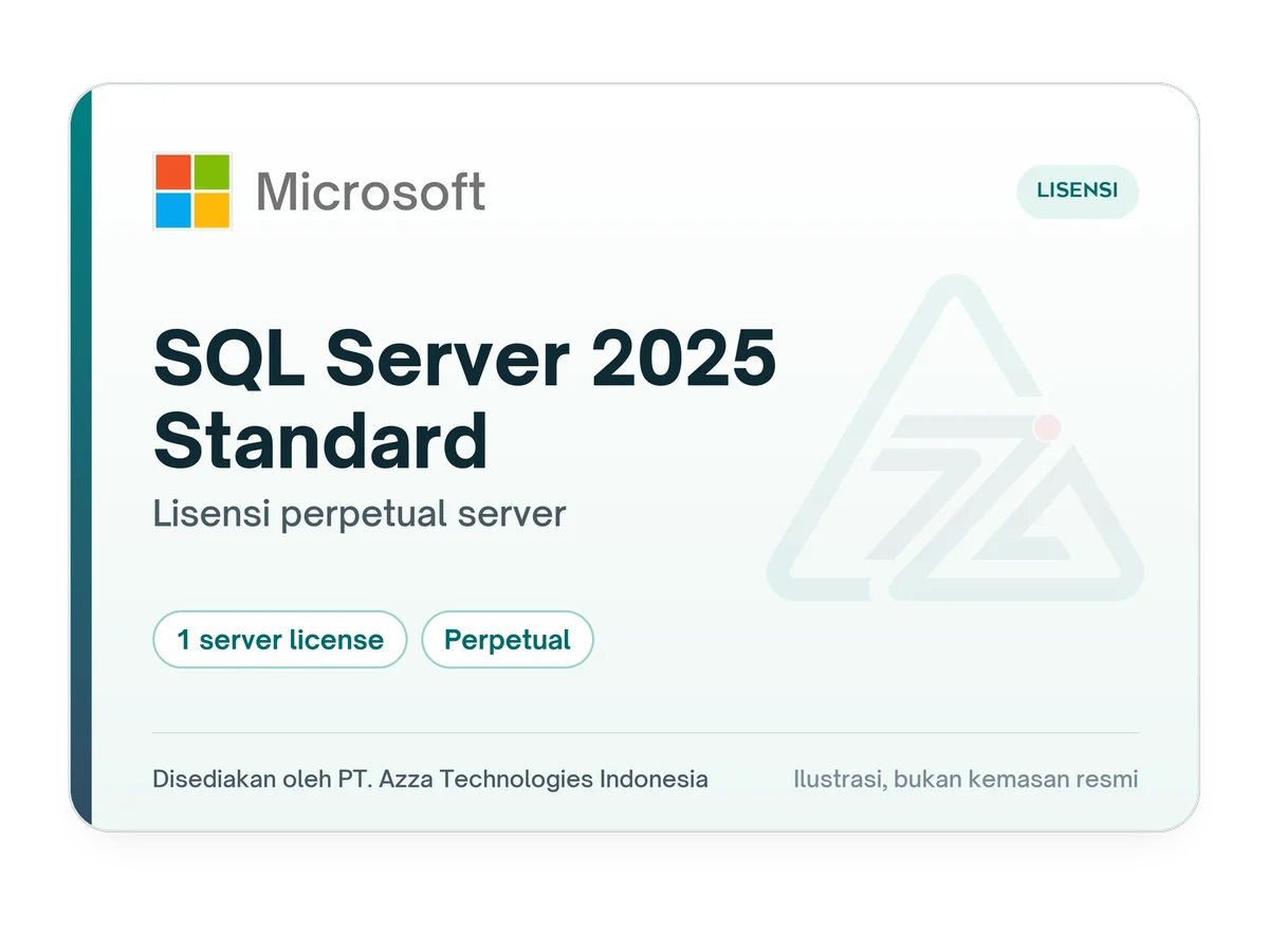 Ilustrasi kartu lisensi Microsoft SQL Server 2025 Standard