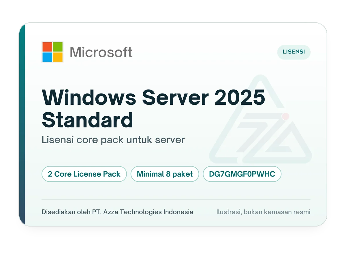 Ilustrasi kartu lisensi Microsoft Windows Server 2025 Standard