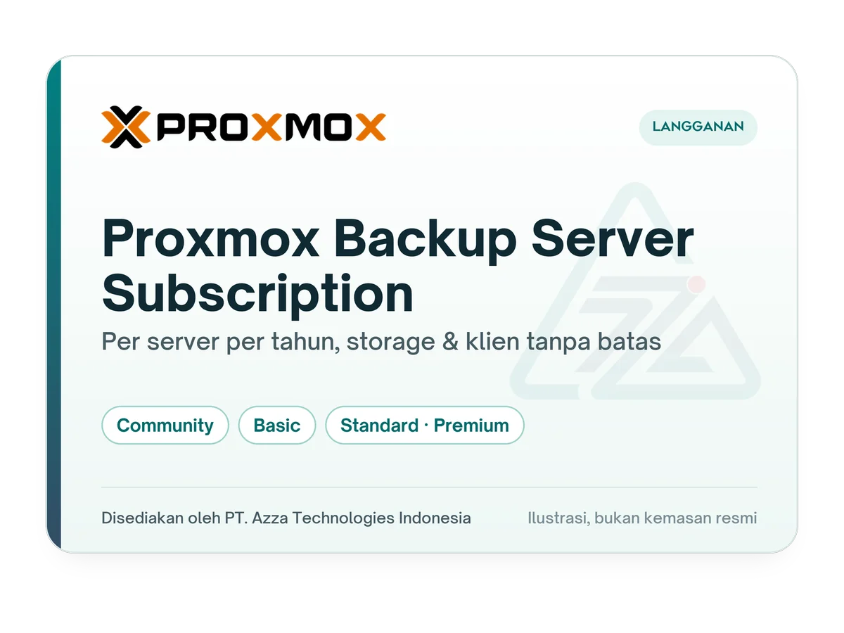 Ilustrasi kartu lisensi Proxmox Backup Server Subscription