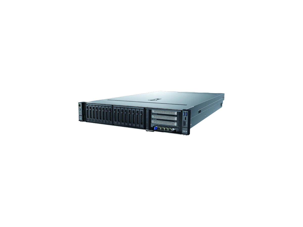 xFusion FusionServer 2288 V8, tampak serong (konfigurasi front cabling)